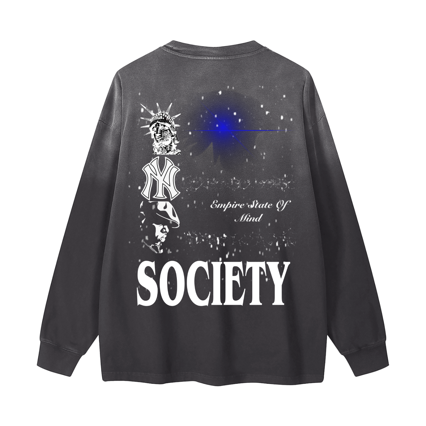 NYC Gradient Washed Long Sleeve Tee - 300 GSM
